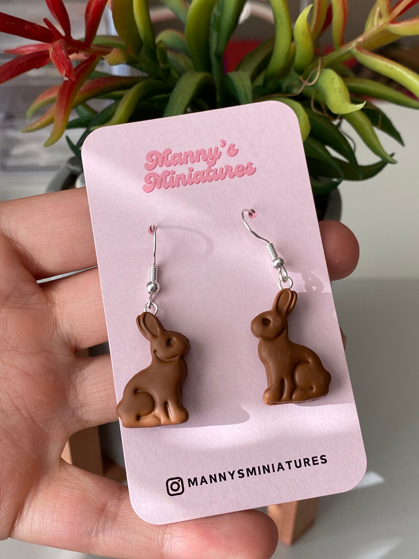 Chocolate bunny earrings