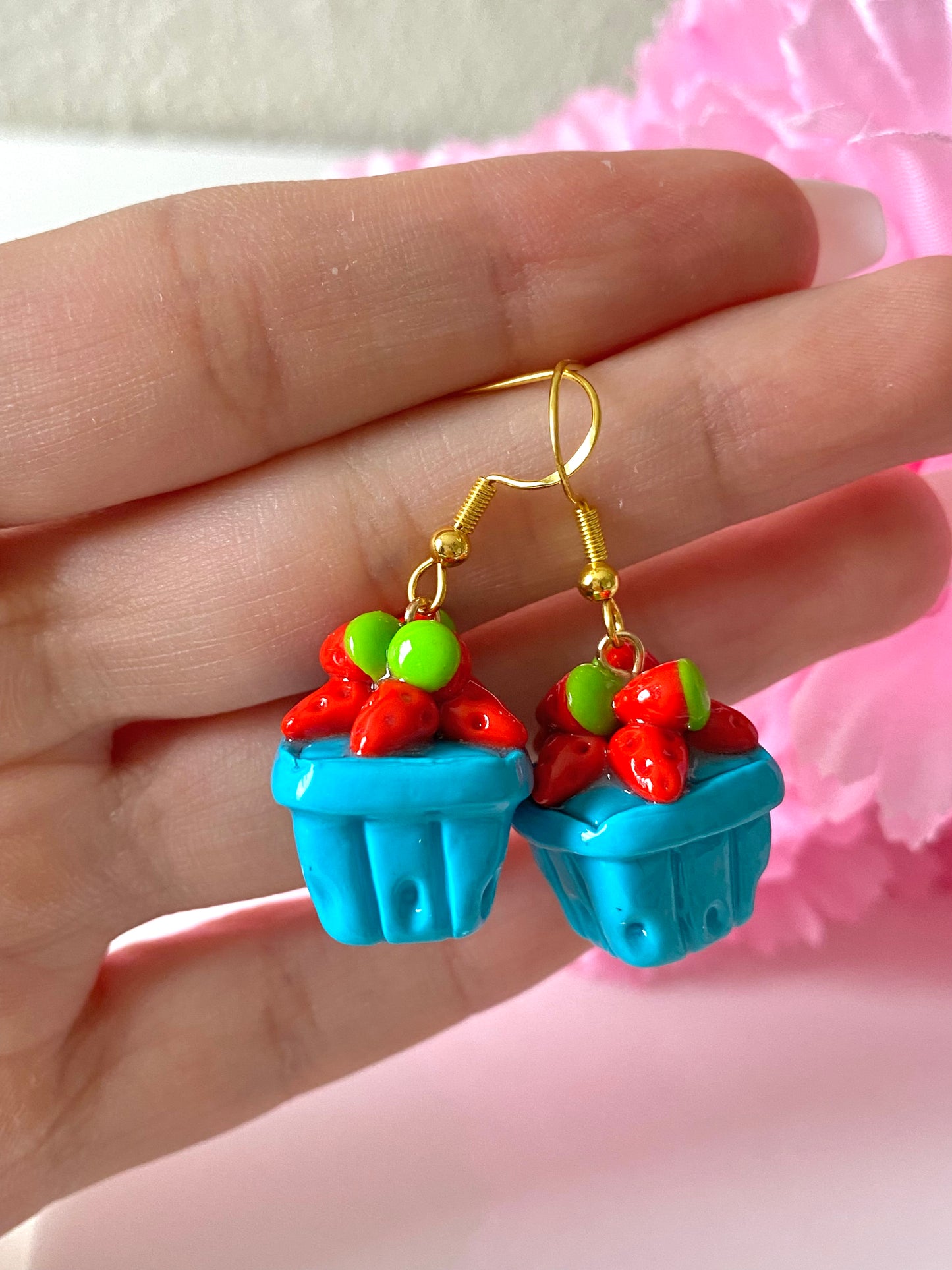 strawberry basket earrings