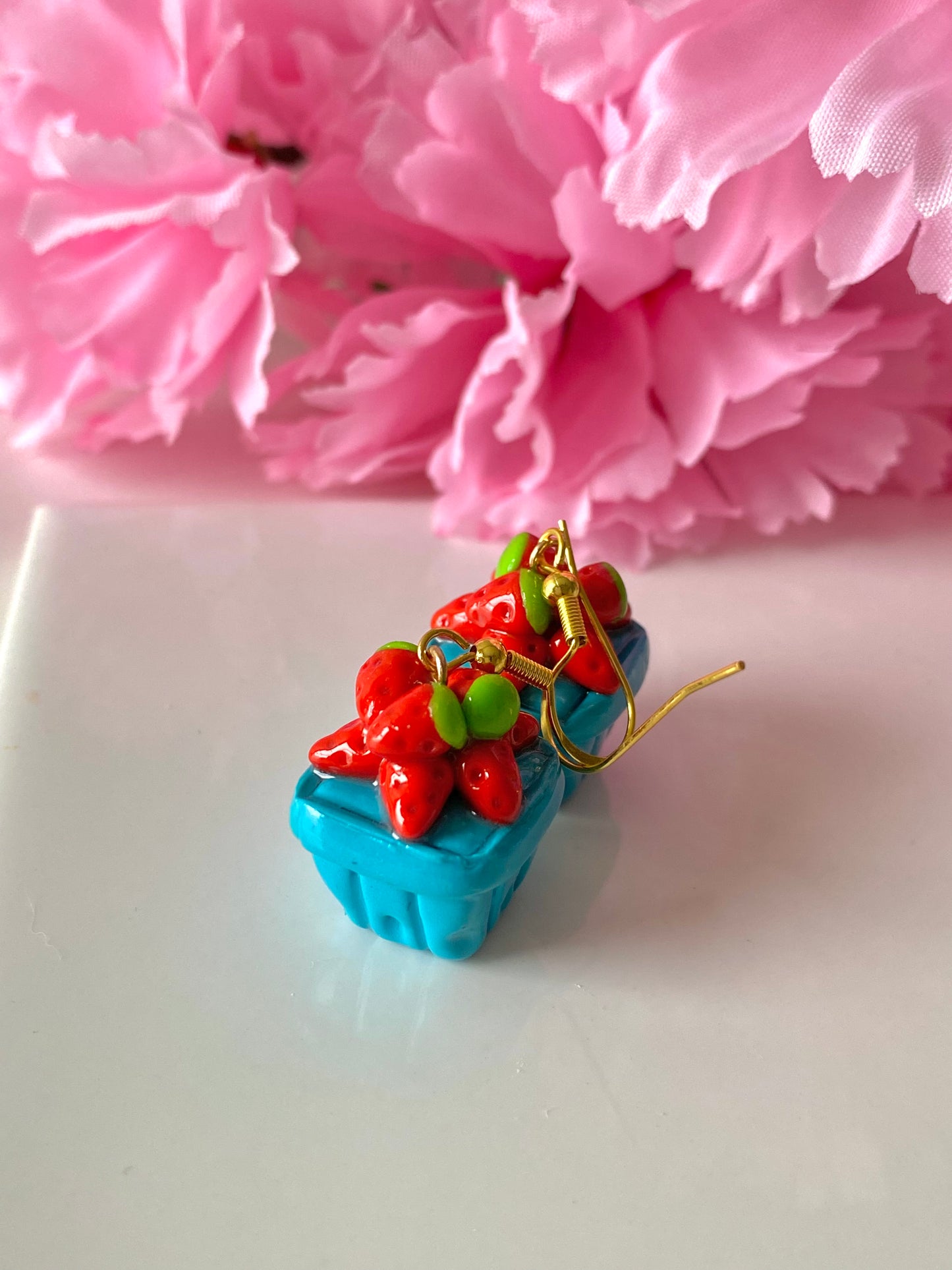 strawberry basket earrings