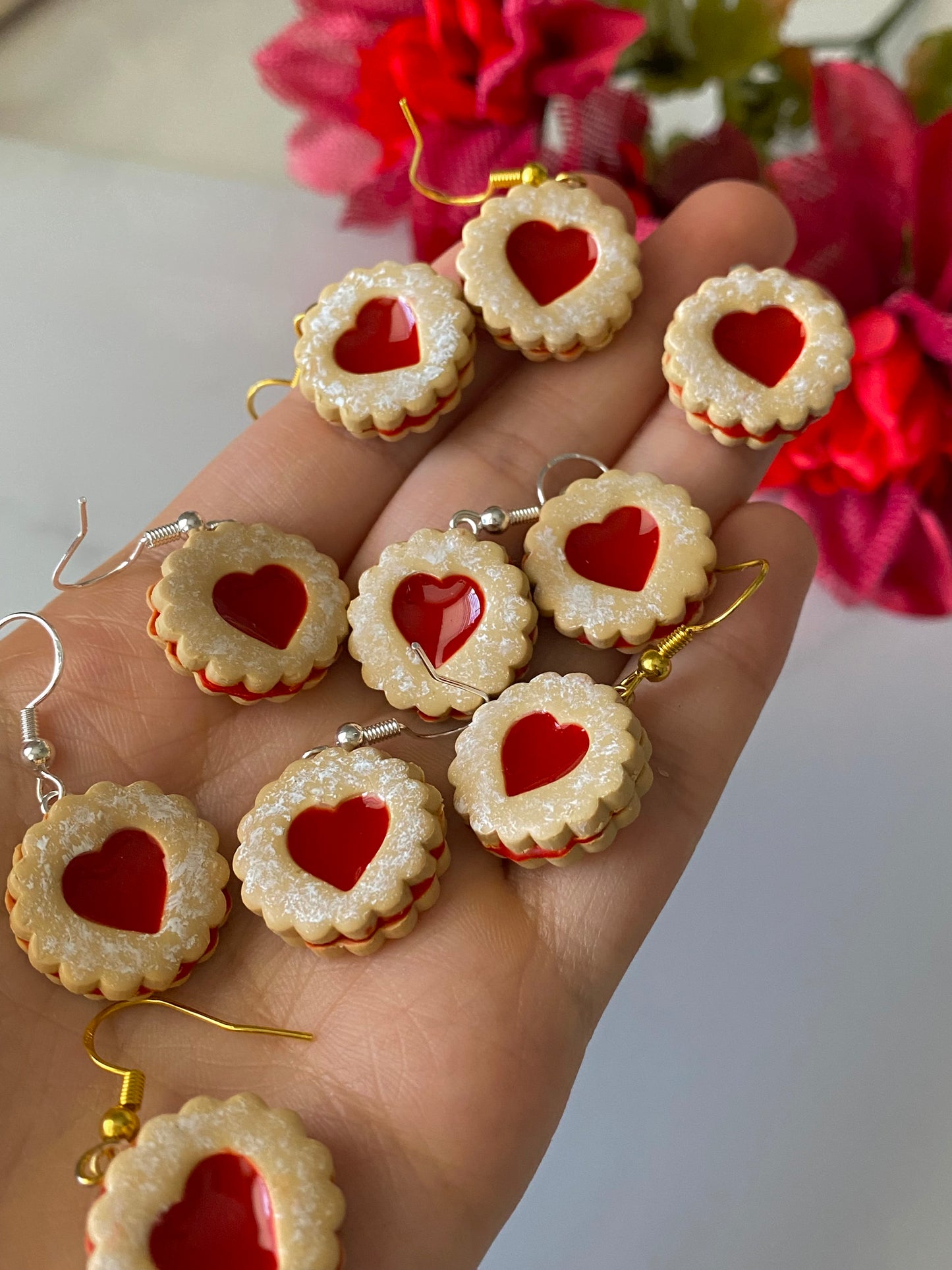 Linzer cookie earrings