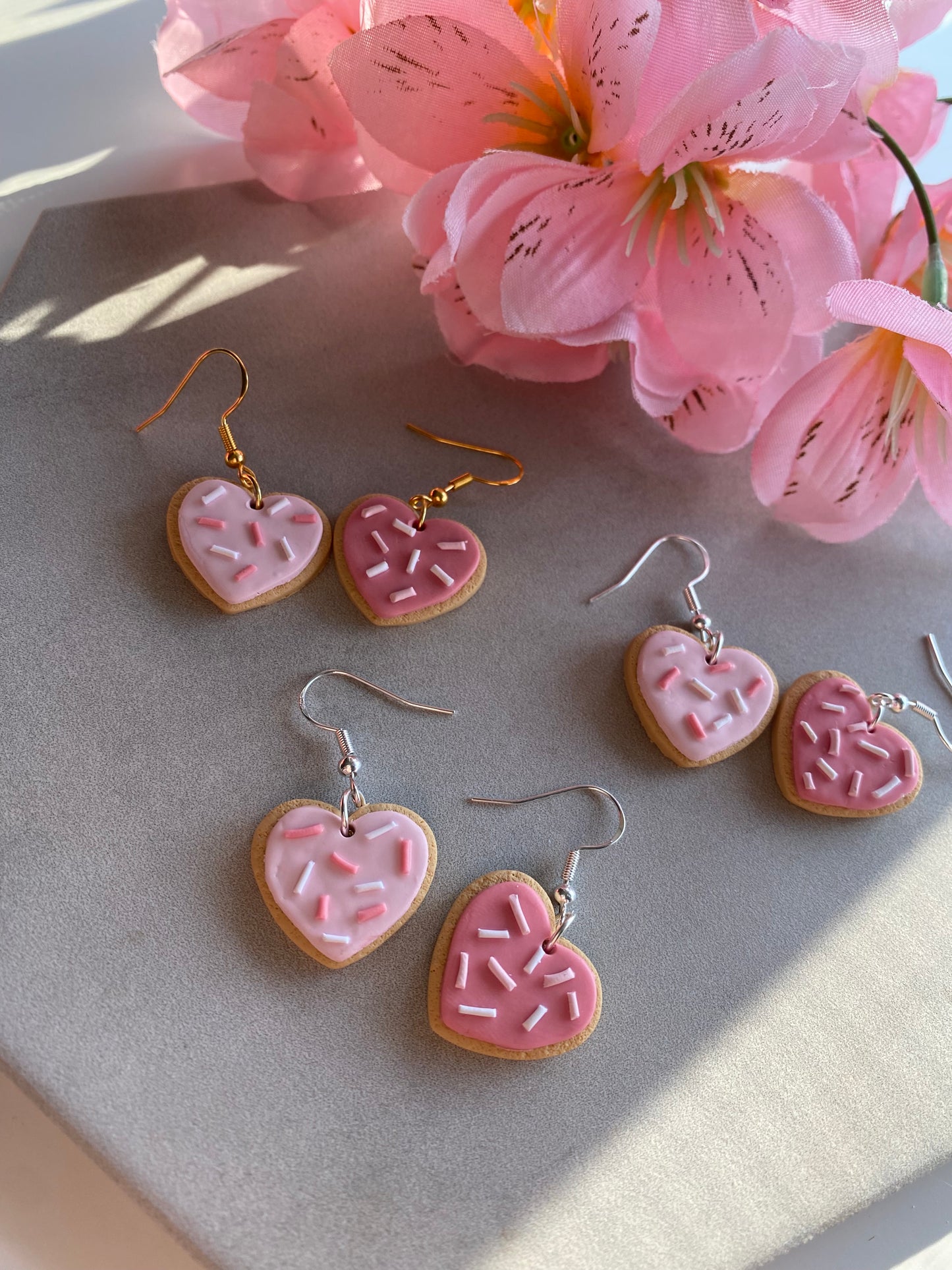 Heart sugar cookie earrings