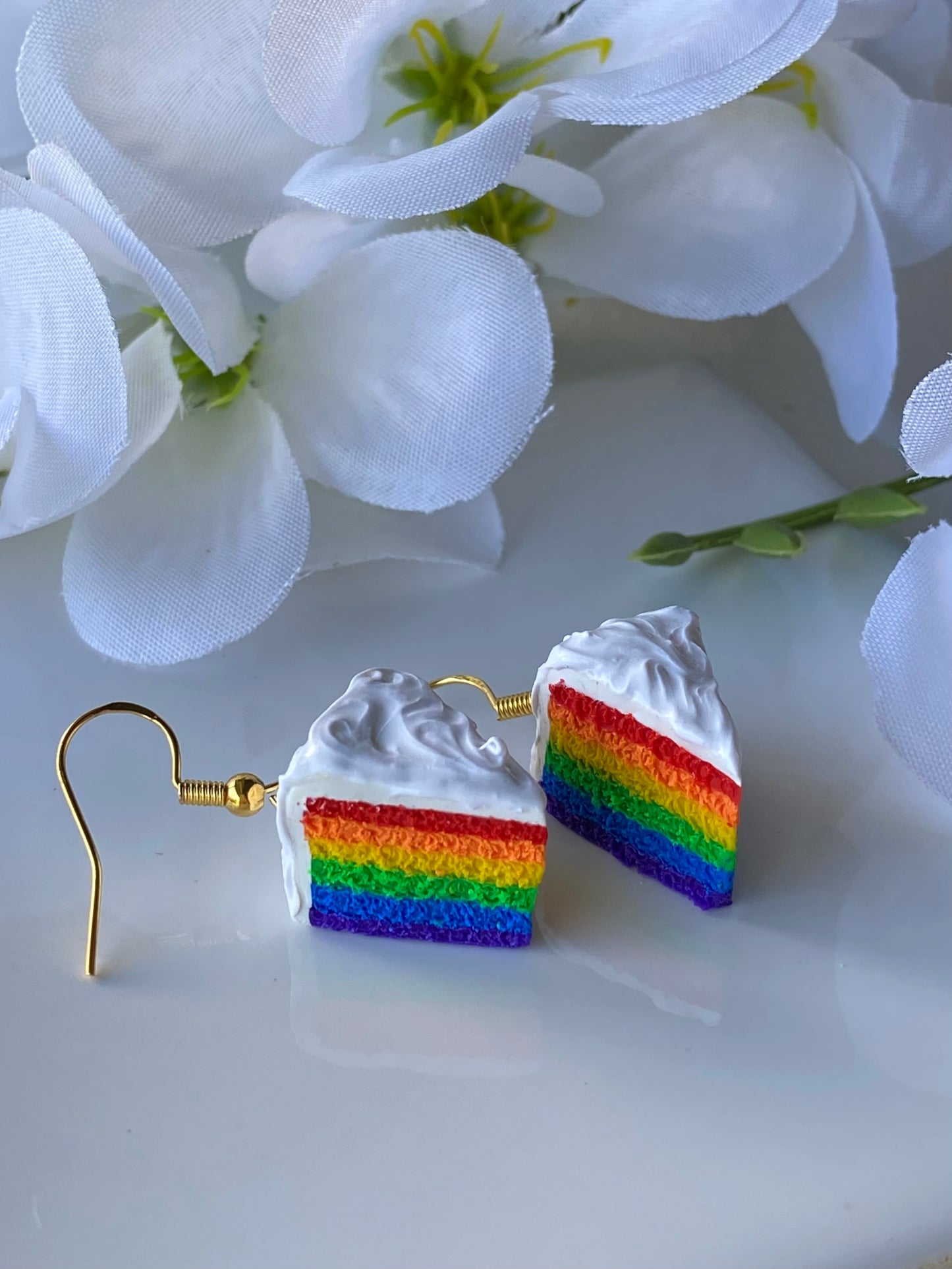 Rainbow cake earrings