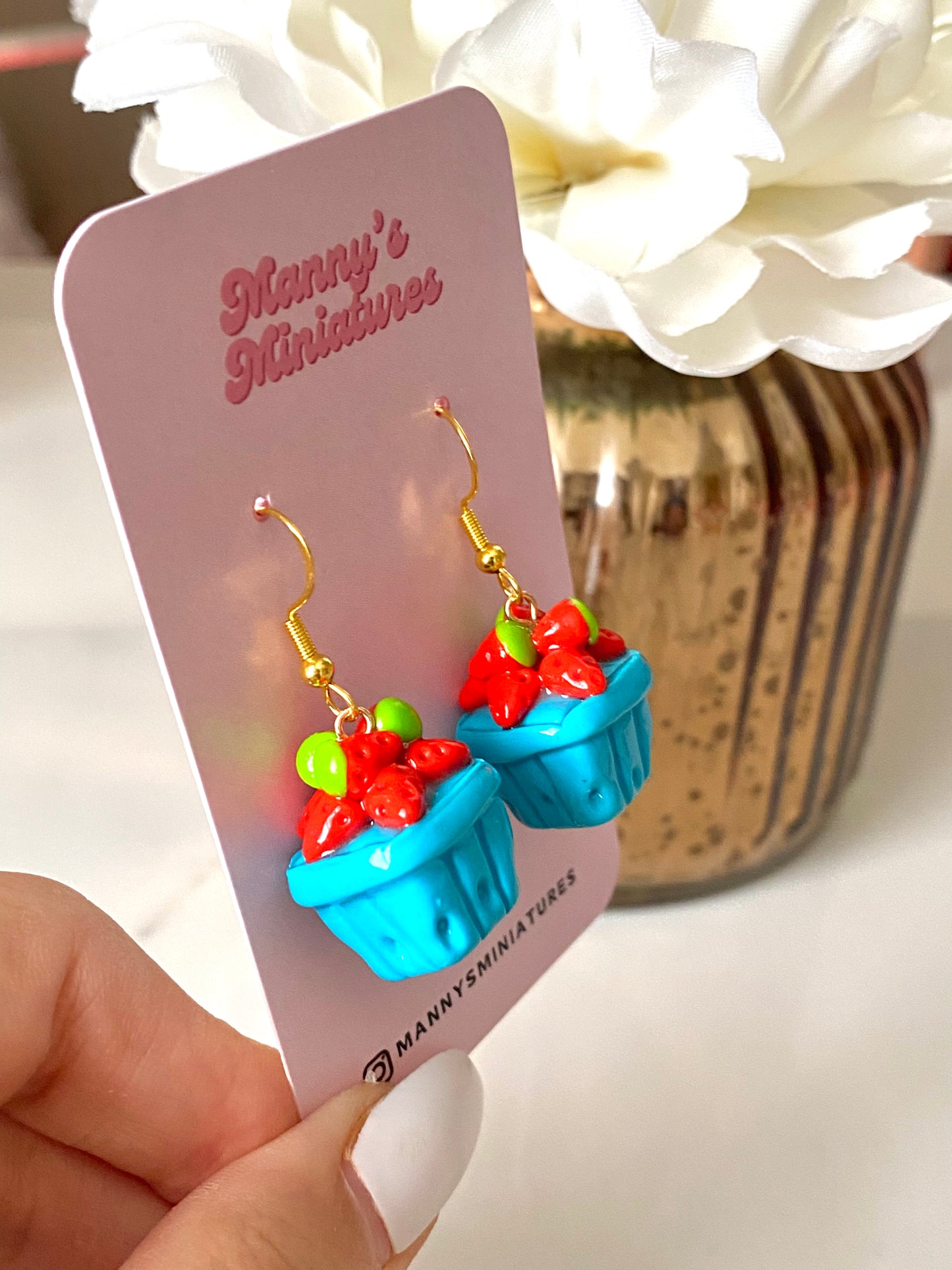 strawberry basket earrings