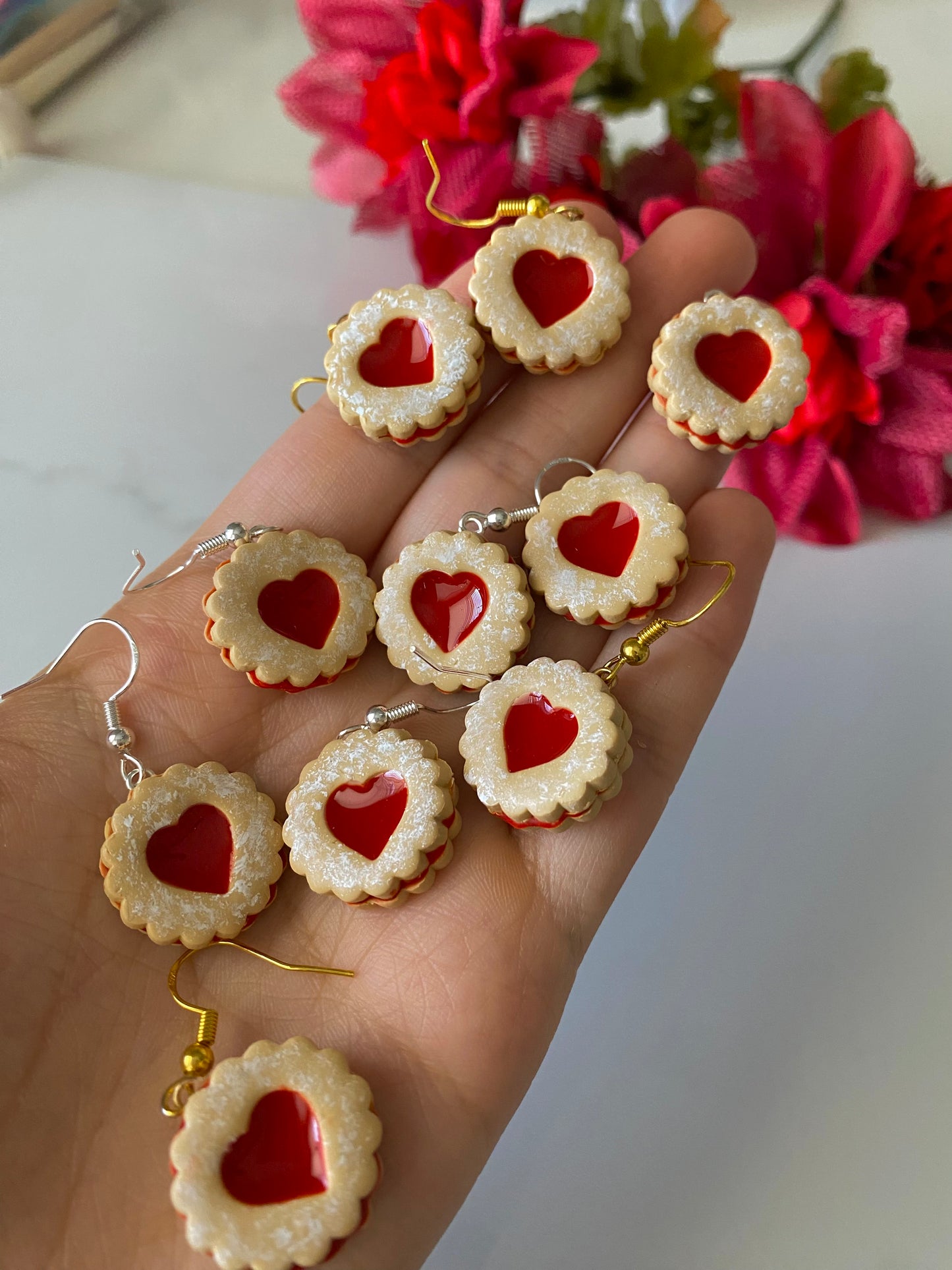 Linzer cookie earrings