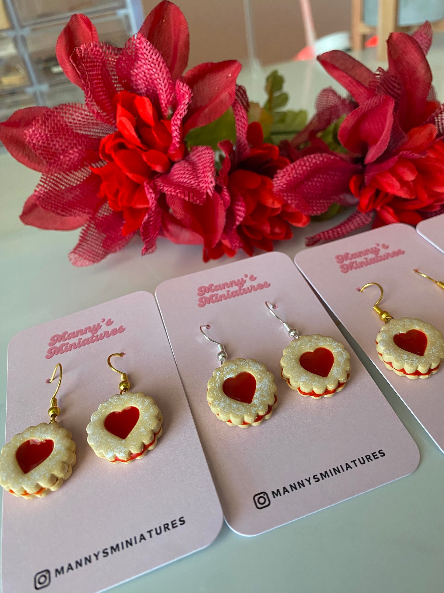 Linzer cookie earrings