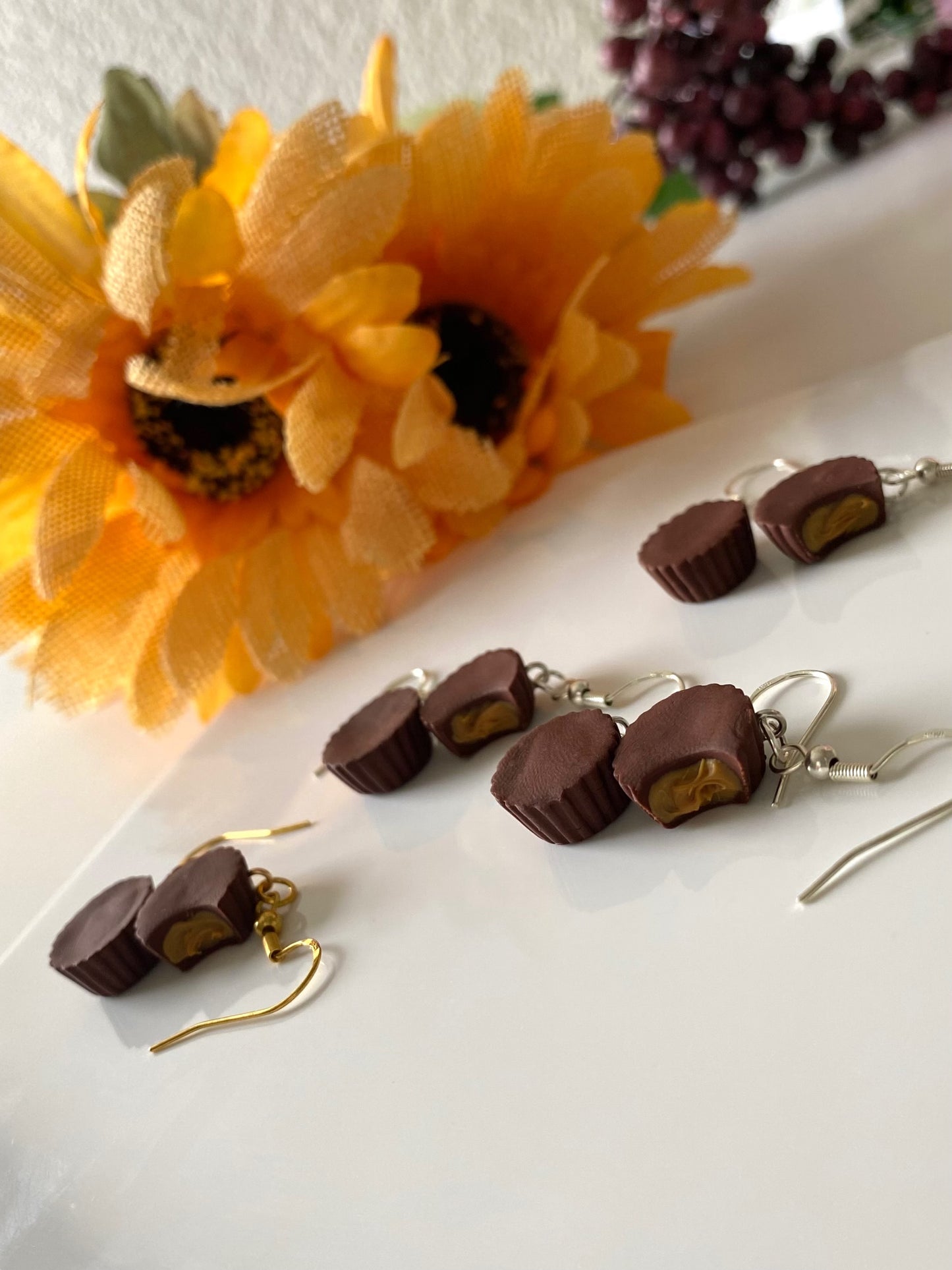 Peanut butter cup earrings