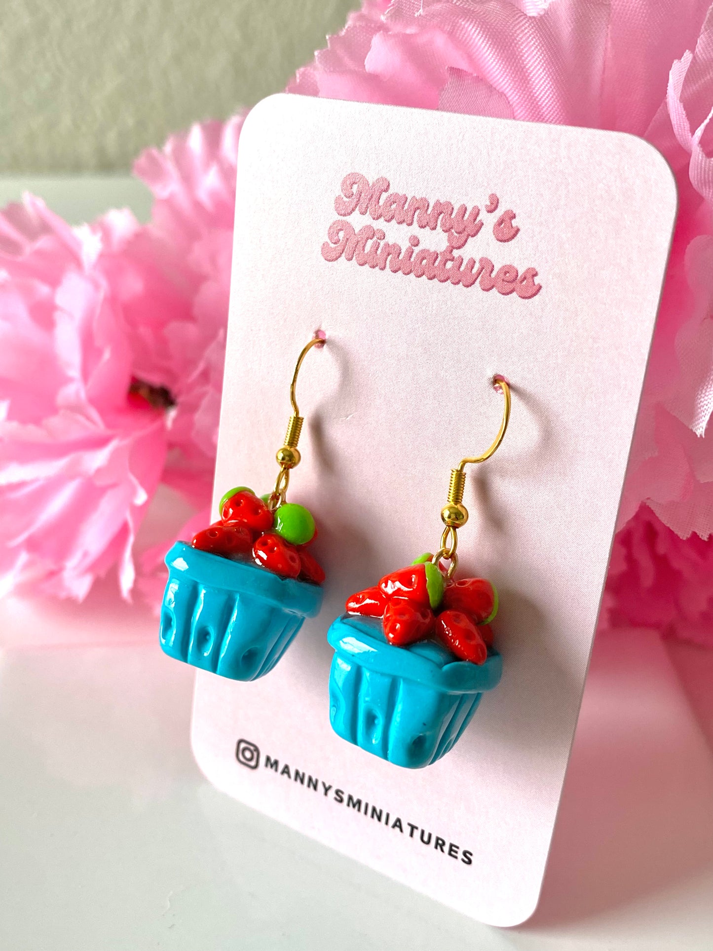 strawberry basket earrings