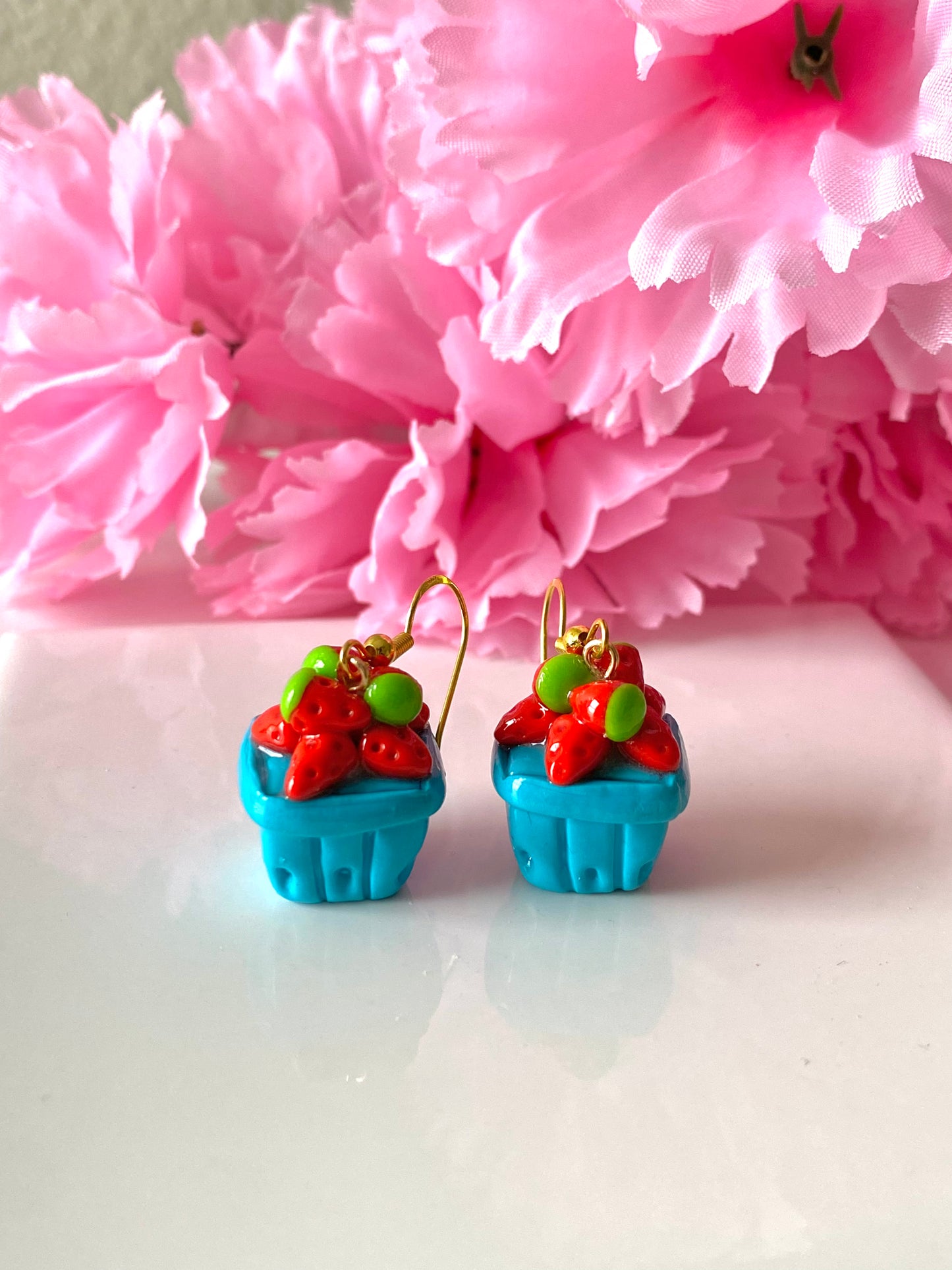 strawberry basket earrings