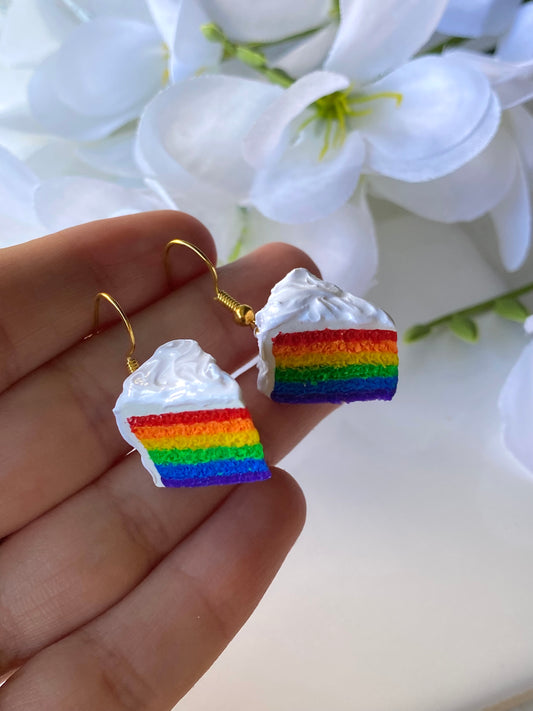 Rainbow cake earrings