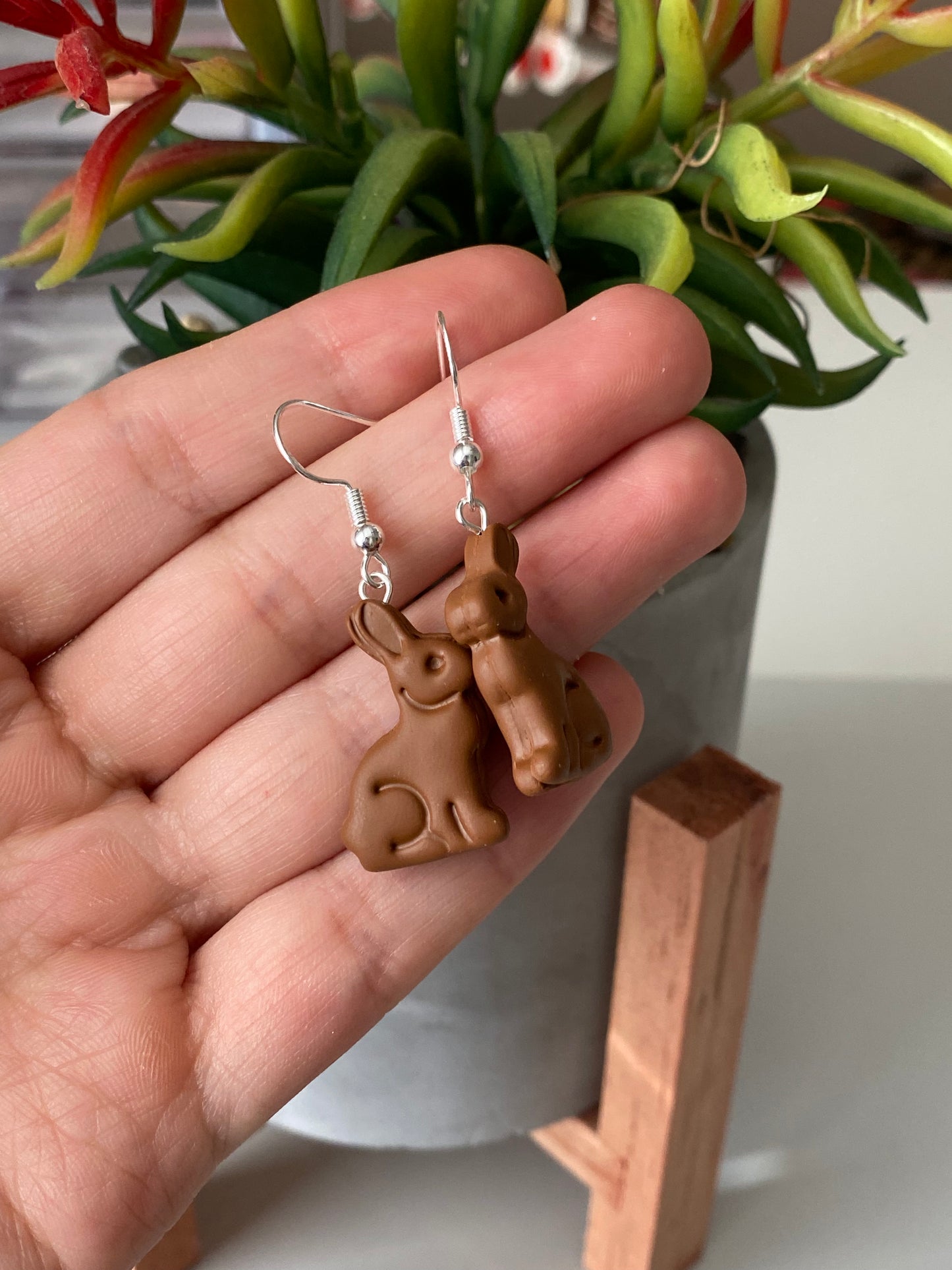 Chocolate bunny earrings