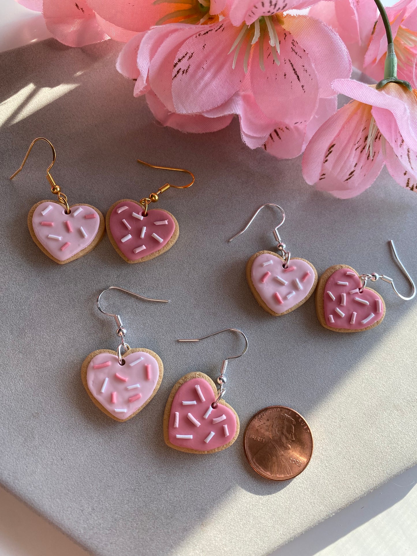 Heart sugar cookie earrings