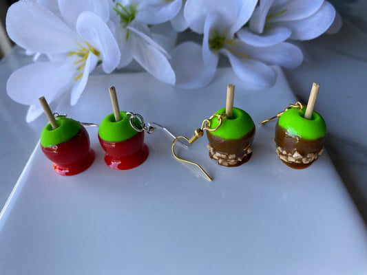 Candy apple earrings