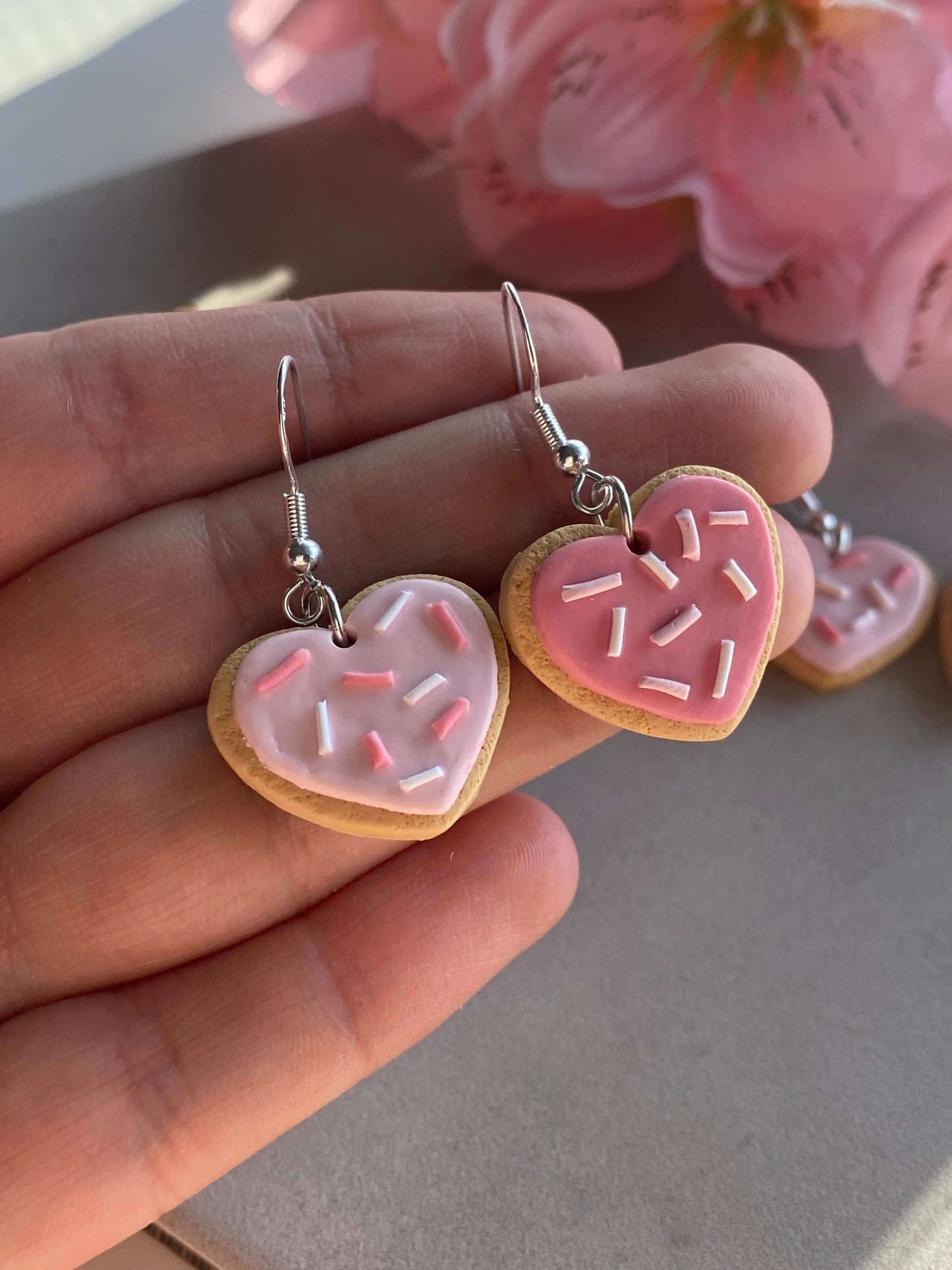 Heart sugar cookie earrings