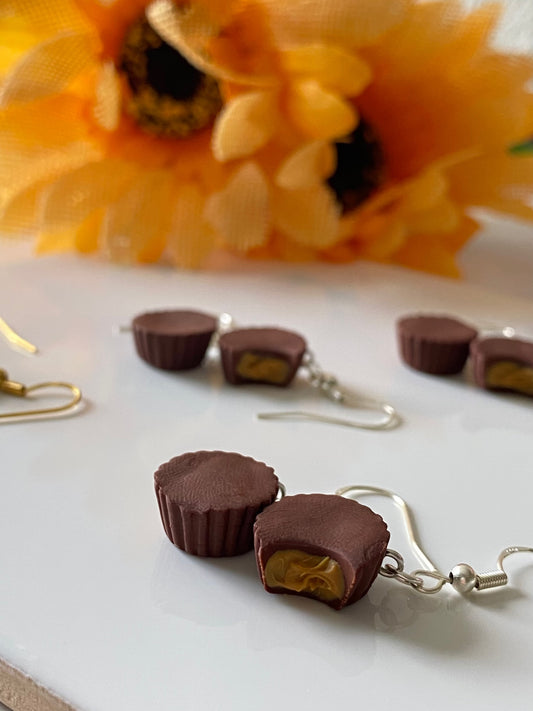 Peanut butter cup earrings