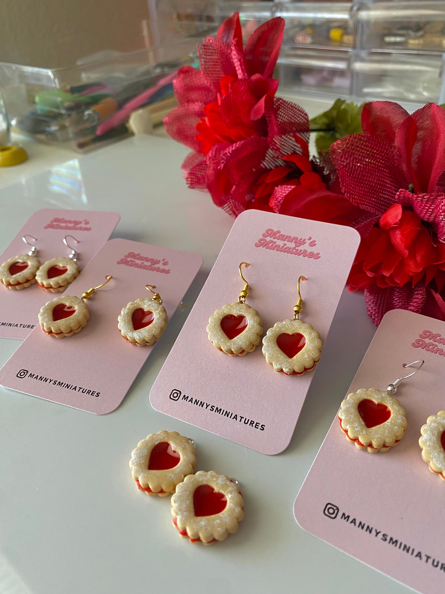 Linzer cookie earrings