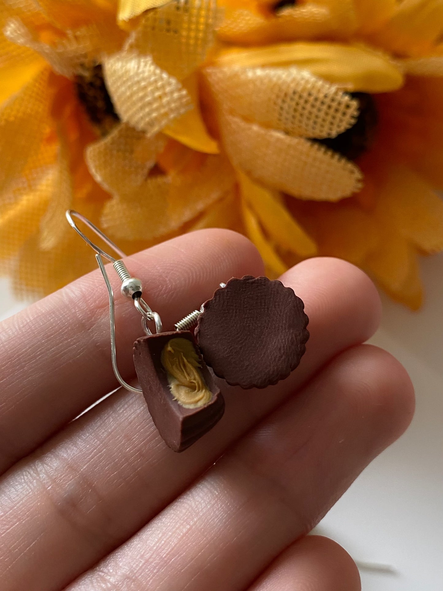 Peanut butter cup earrings