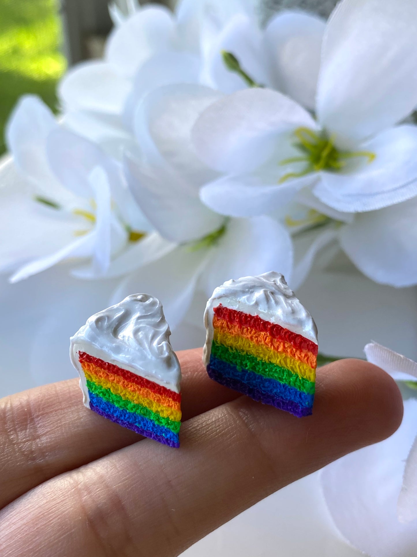 Rainbow cake earrings