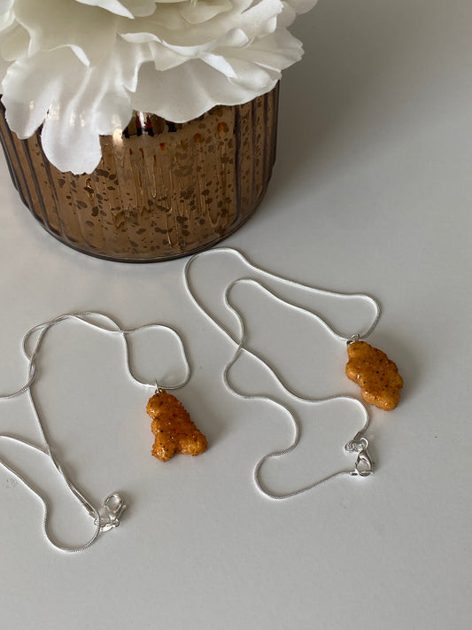 Dino chicken nugget necklace