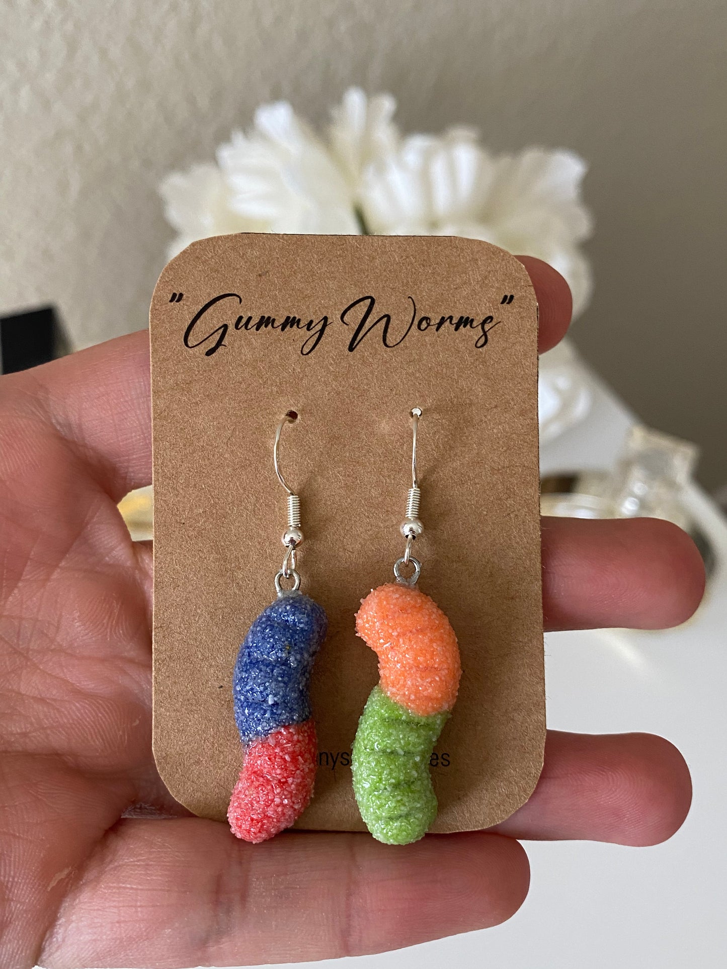 Sour gummy worm earrings