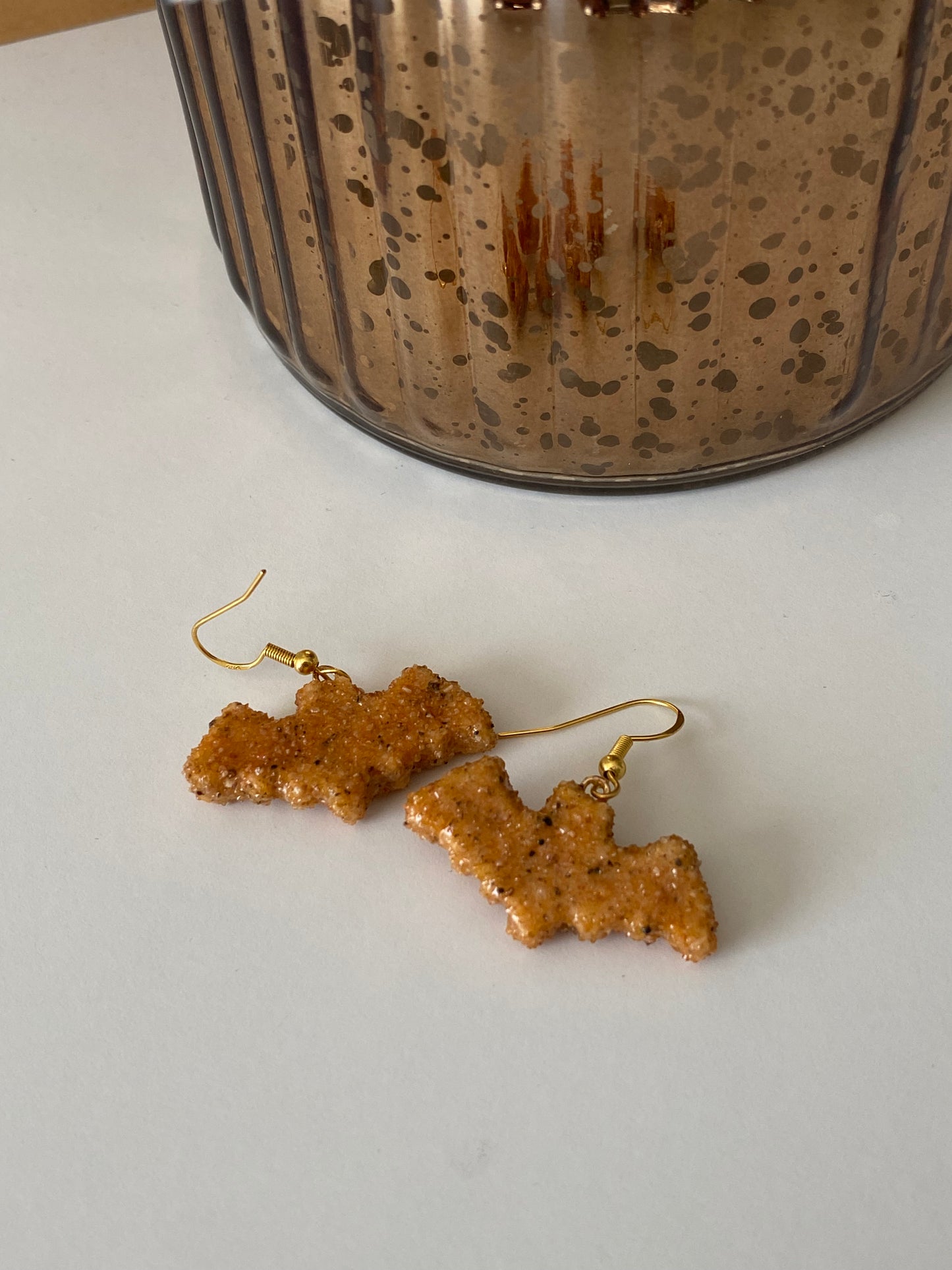 Bat chicken nugget earrings