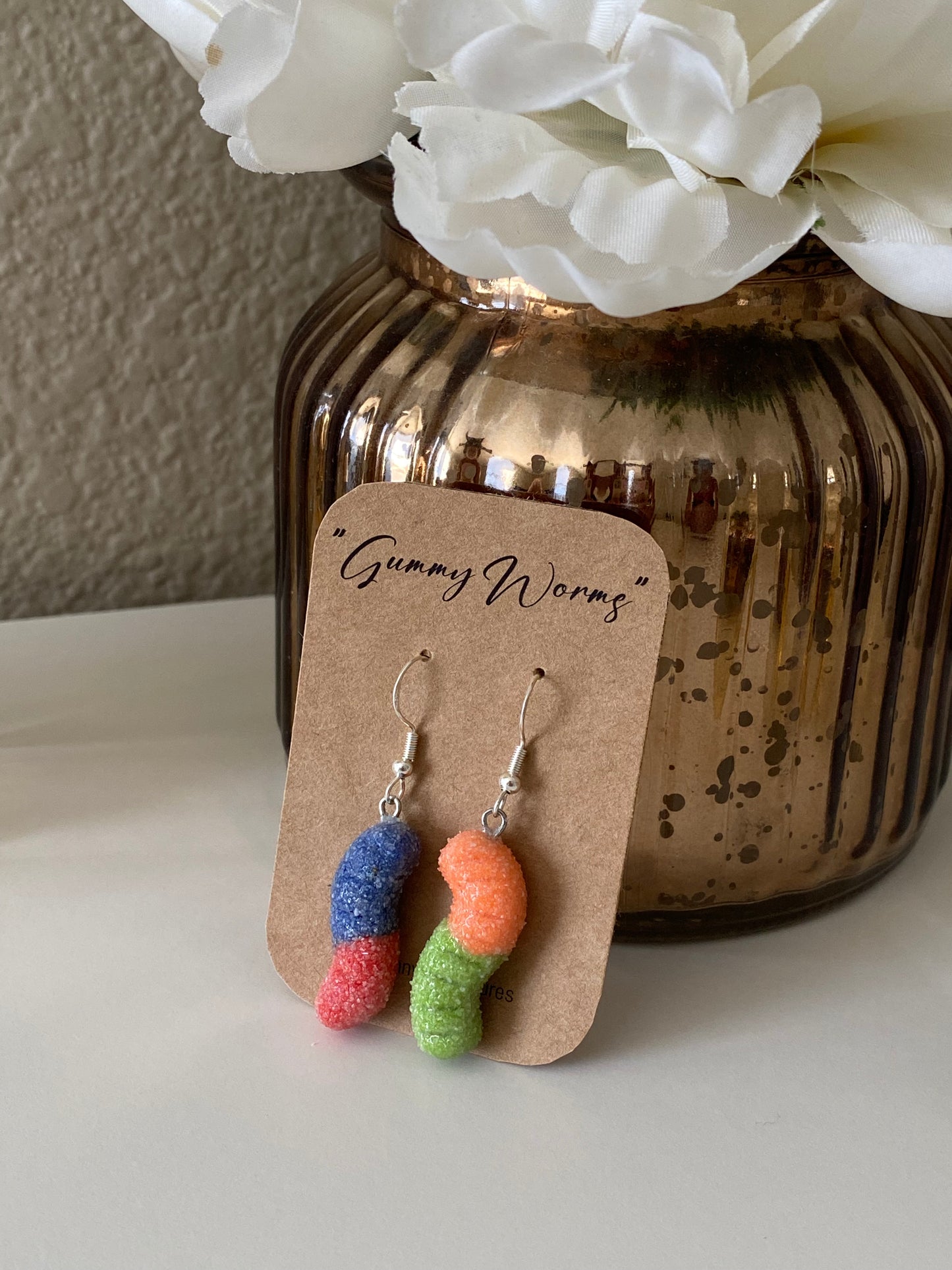 Sour gummy worm earrings