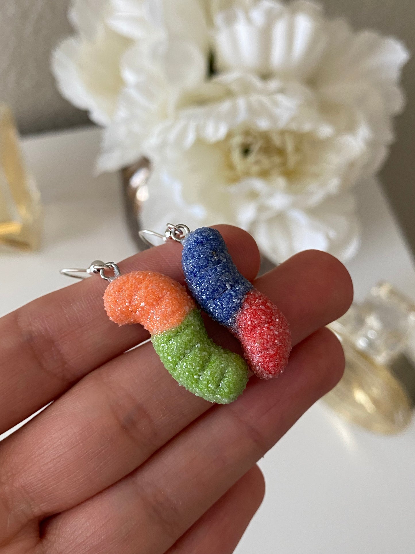 Sour gummy worm earrings