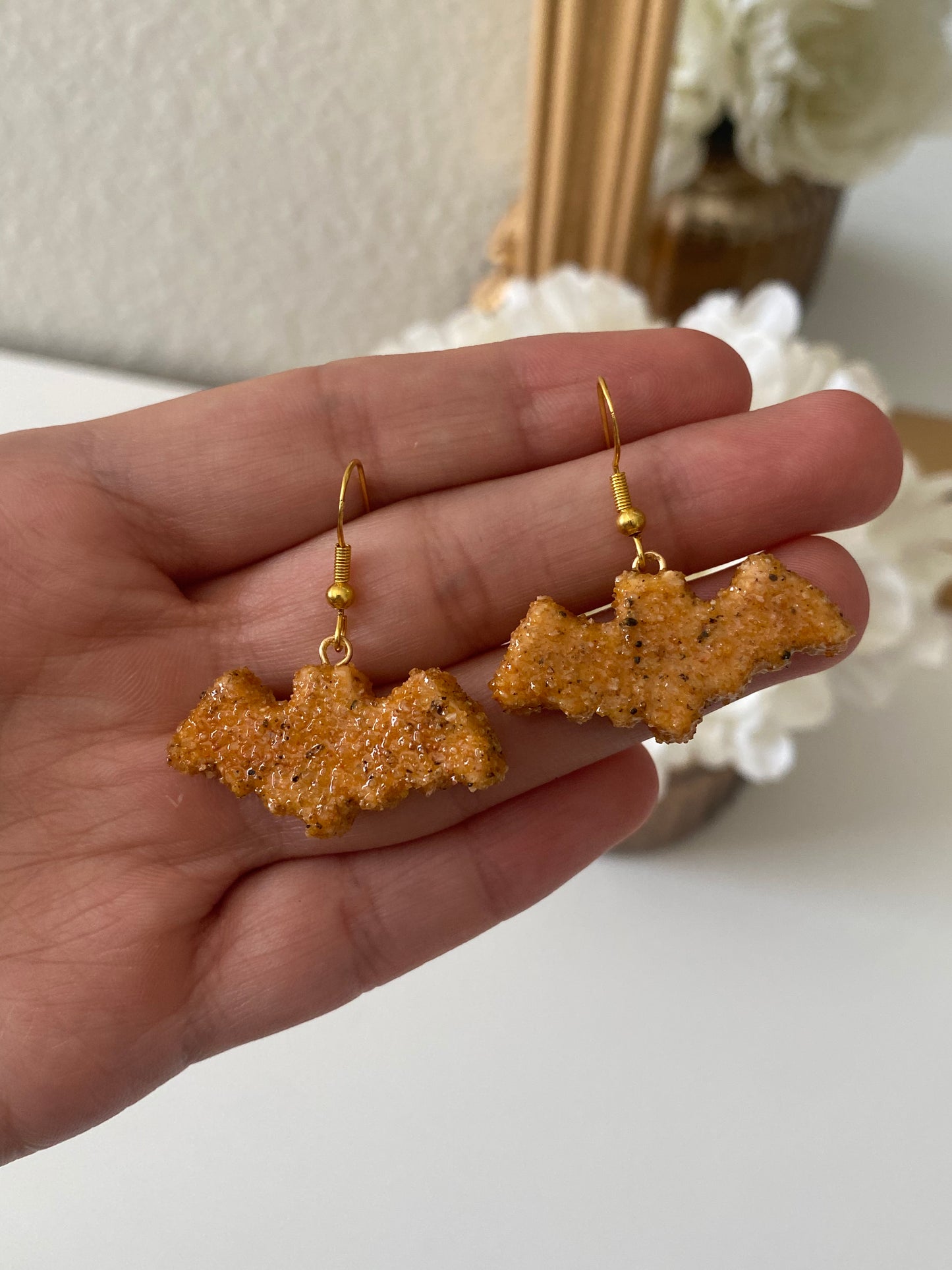 Bat chicken nugget earrings