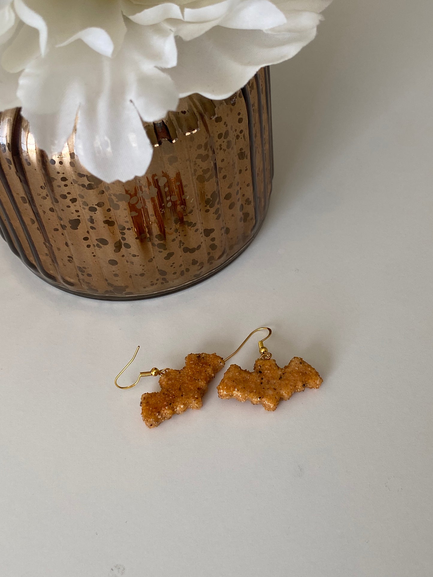 Bat chicken nugget earrings