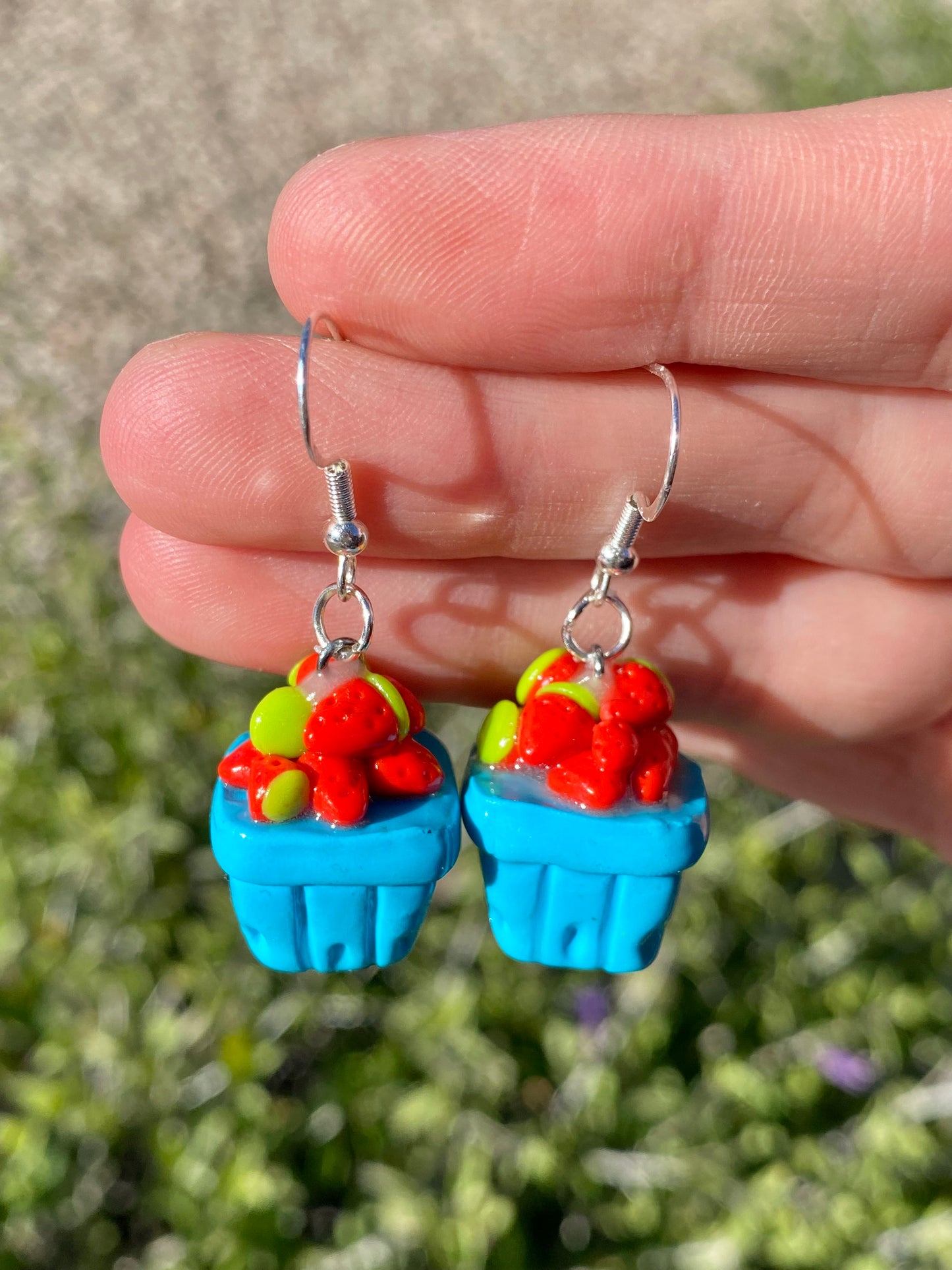 strawberry basket earrings