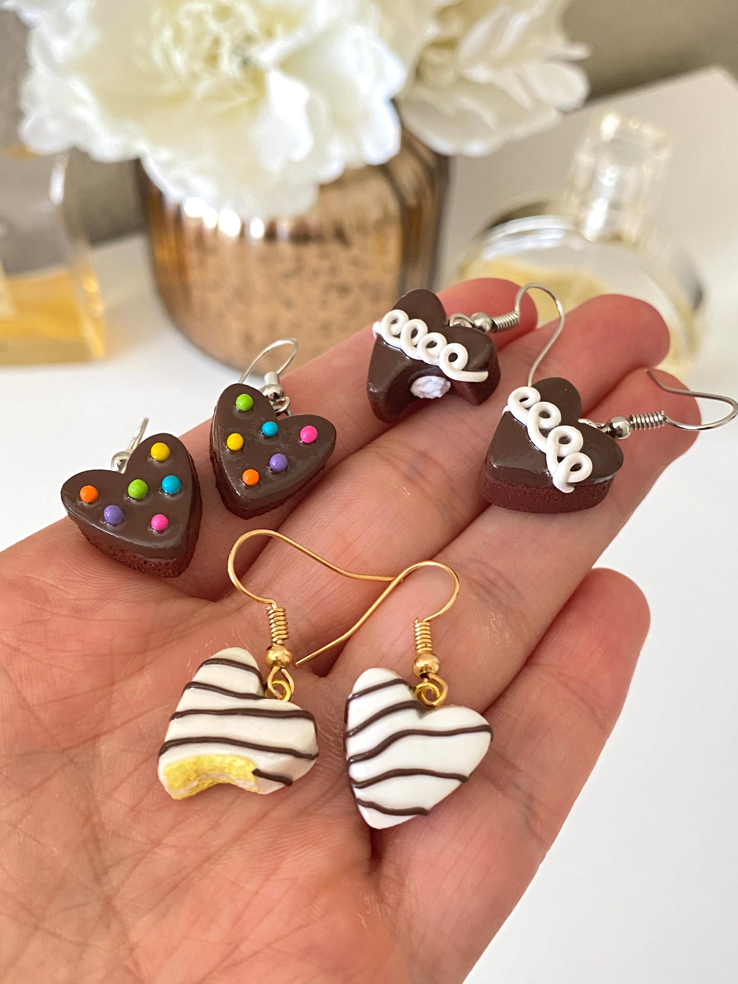 Heart snack cake earrings