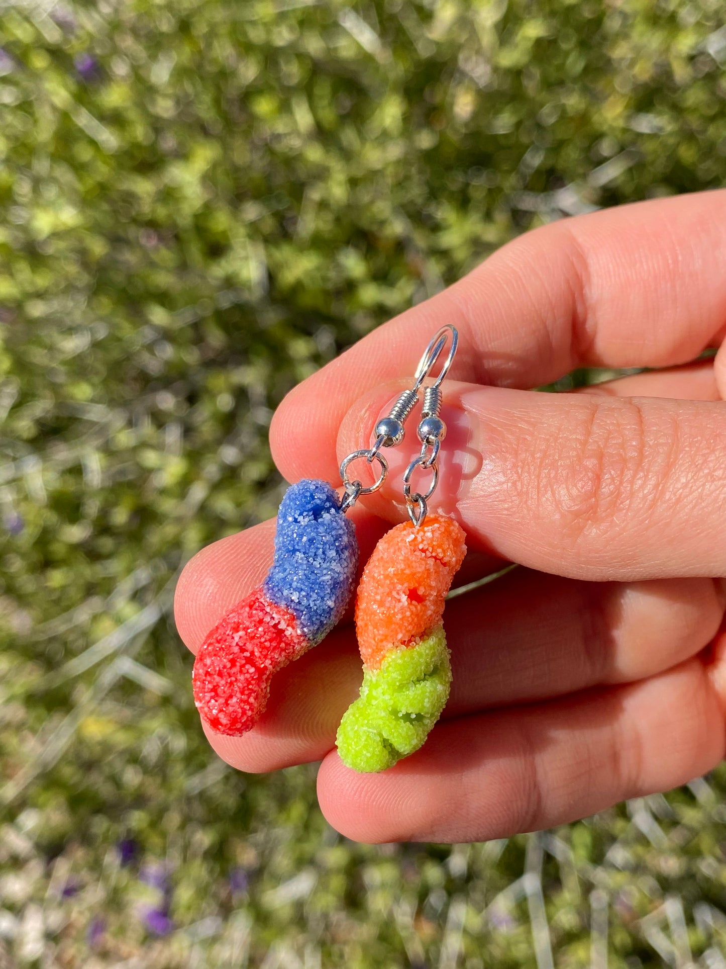 Sour gummy worm earrings