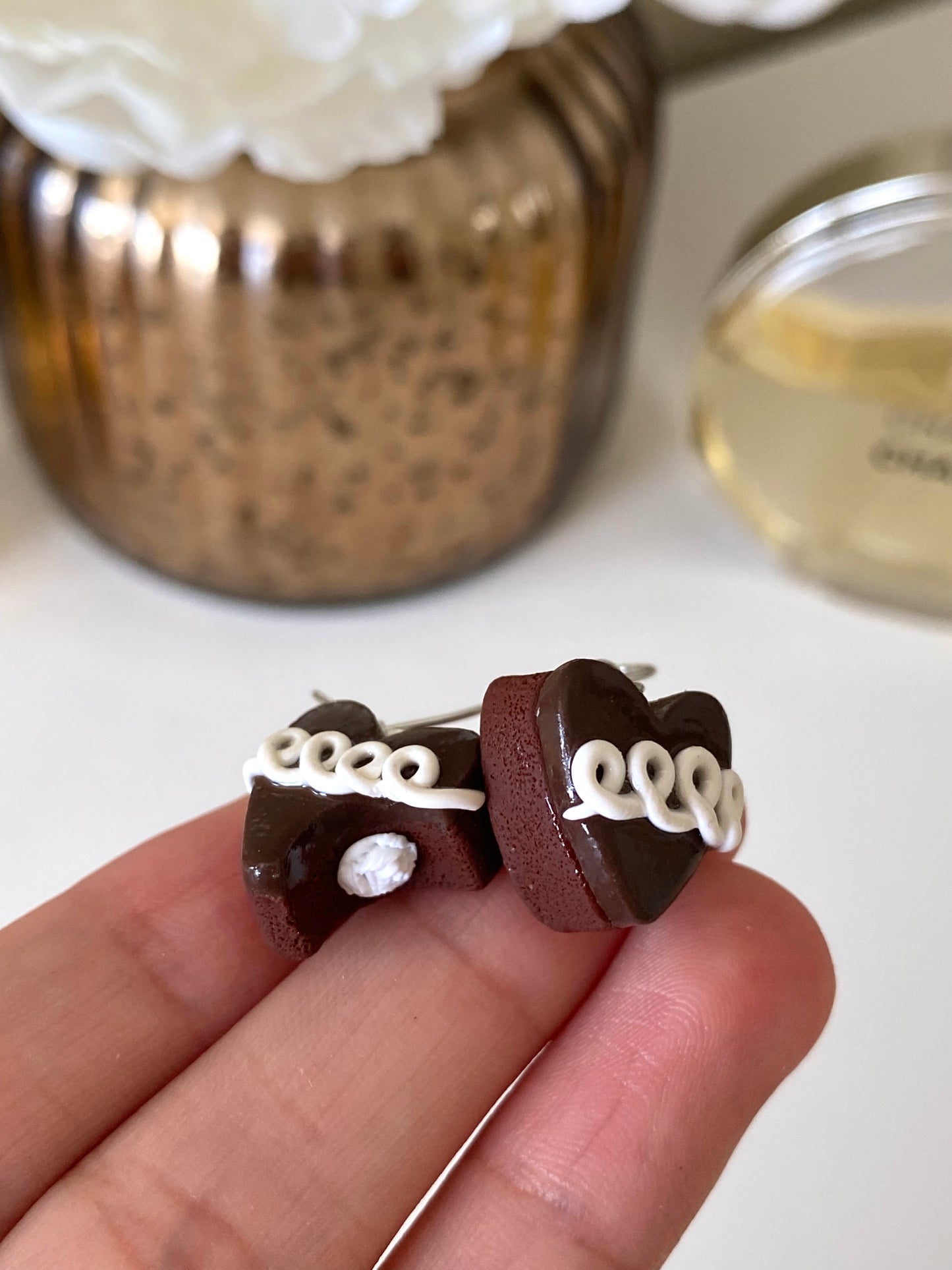 Heart snack cake earrings