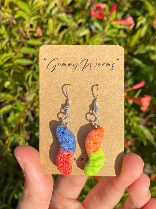 Sour gummy worm earrings